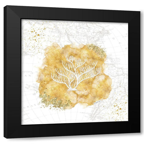 Golden Coral IV Black Modern Wood Framed Art Print by Pugh, Jennifer