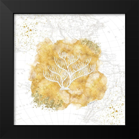 Golden Coral IV Black Modern Wood Framed Art Print by Pugh, Jennifer