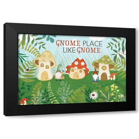 Gnome Place Like Gnome Black Modern Wood Framed Art Print with Double Matting by Pugh, Jennifer