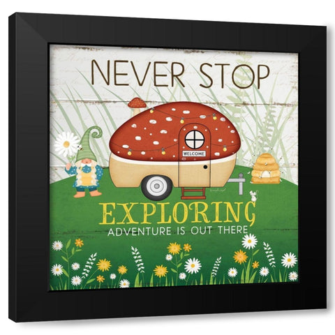 Never Stop Exploring Black Modern Wood Framed Art Print with Double Matting by Pugh, Jennifer