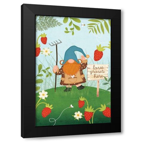 Gnome Berries Black Modern Wood Framed Art Print by Pugh, Jennifer