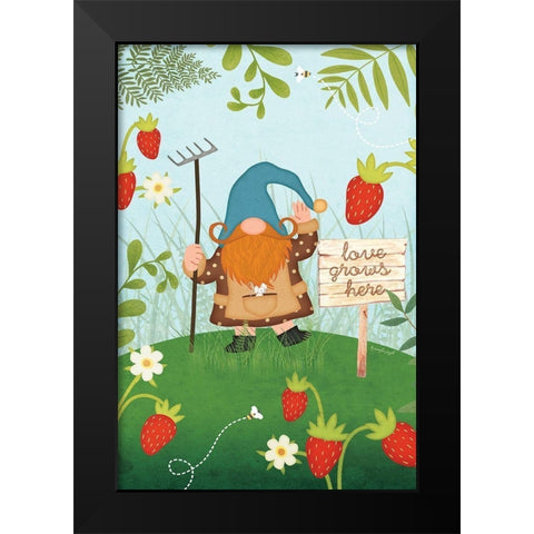 Gnome Berries Black Modern Wood Framed Art Print by Pugh, Jennifer
