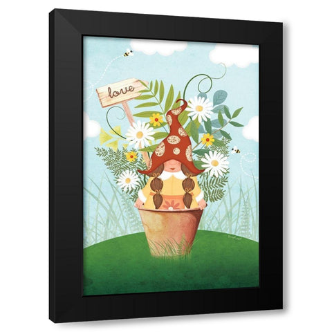 Gnome Love Black Modern Wood Framed Art Print with Double Matting by Pugh, Jennifer