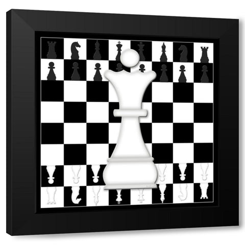 White Queen Black Modern Wood Framed Art Print by Pugh, Jennifer