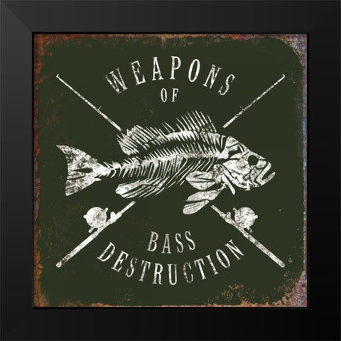 Bass Destruction Black Modern Wood Framed Art Print by Brando, JJ