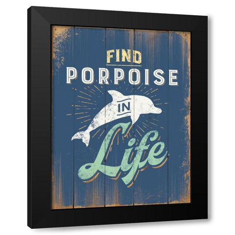 Porpoise Black Modern Wood Framed Art Print by Brando, JJ