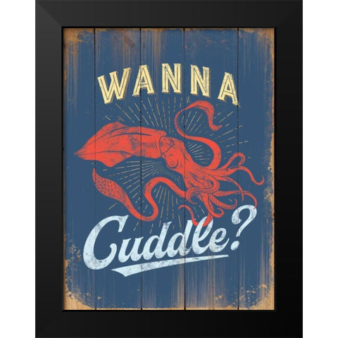 Wanna Cuddle Black Modern Wood Framed Art Print by Brando, JJ
