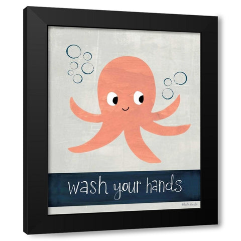 Wash Your Hands Black Modern Wood Framed Art Print by Doucette, Katie