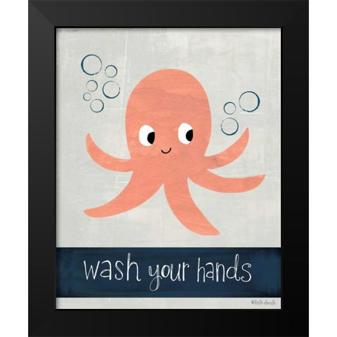 Wash Your Hands Black Modern Wood Framed Art Print by Doucette, Katie