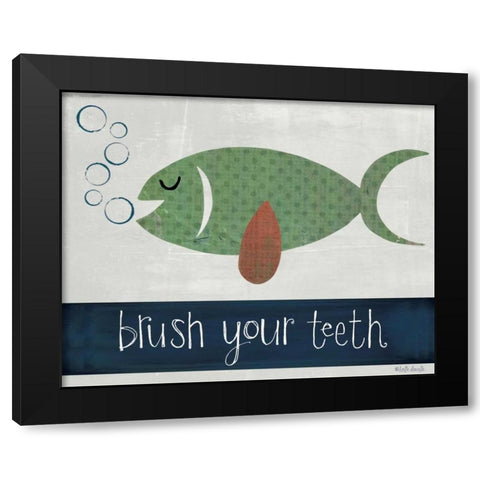 Brush Your Teeth Black Modern Wood Framed Art Print by Doucette, Katie