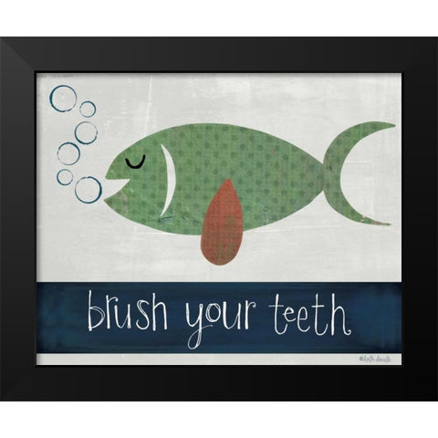 Brush Your Teeth Black Modern Wood Framed Art Print by Doucette, Katie