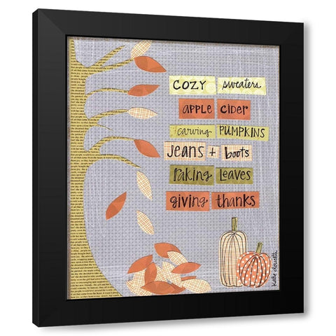 Autumn Words Black Modern Wood Framed Art Print with Double Matting by Doucette, Katie