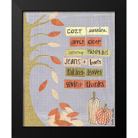 Autumn Words Black Modern Wood Framed Art Print by Doucette, Katie