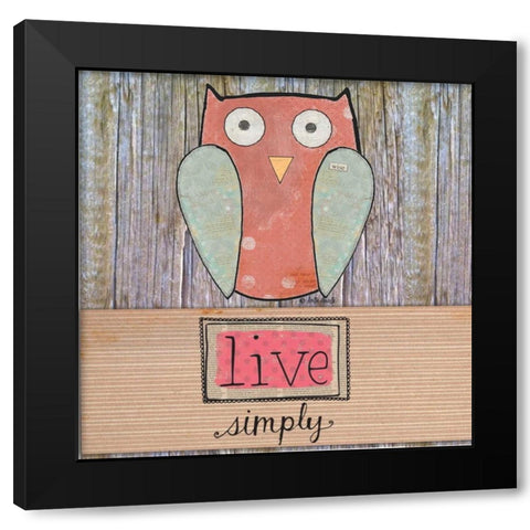 Simple Owl Square Black Modern Wood Framed Art Print by Doucette, Katie