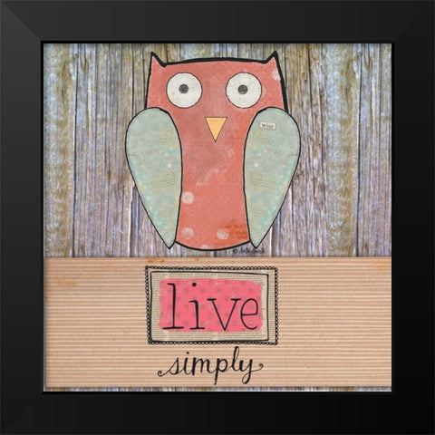 Simple Owl Square Black Modern Wood Framed Art Print by Doucette, Katie