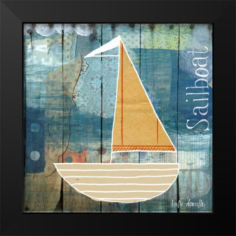 Sailboat Collage Black Modern Wood Framed Art Print by Doucette, Katie