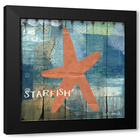 Starfish Collage Black Modern Wood Framed Art Print with Double Matting by Doucette, Katie