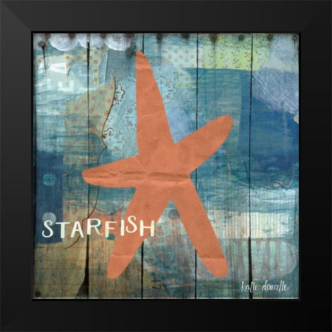 Starfish Collage Black Modern Wood Framed Art Print by Doucette, Katie