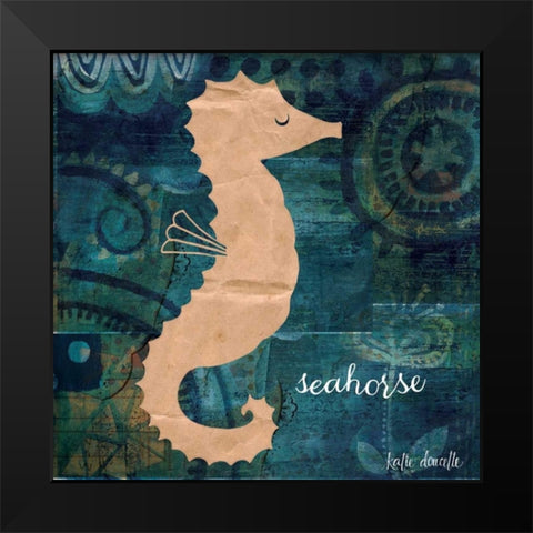 Seahorse Black Modern Wood Framed Art Print by Doucette, Katie