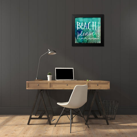 Beach Please! Black Modern Wood Framed Art Print by Doucette, Katie