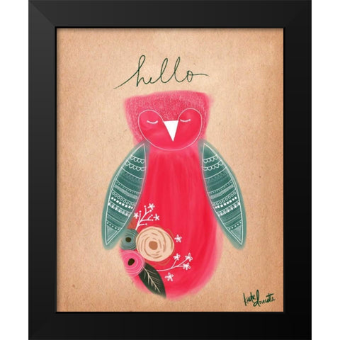 Hello Owl Black Modern Wood Framed Art Print by Doucette, Katie