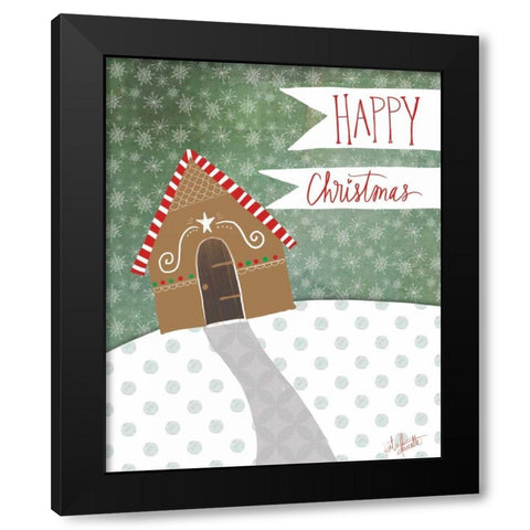 Happy Christmas Black Modern Wood Framed Art Print with Double Matting by Doucette, Katie