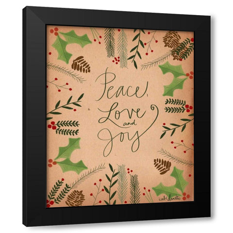 Peace Love Joy Black Modern Wood Framed Art Print with Double Matting by Doucette, Katie