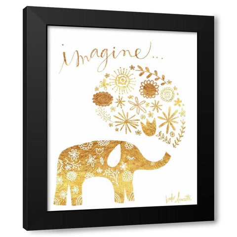 Imagine Elephant Black Modern Wood Framed Art Print with Double Matting by Doucette, Katie