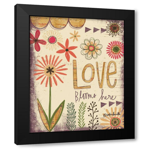 Love Blooms Here Black Modern Wood Framed Art Print with Double Matting by Doucette, Katie