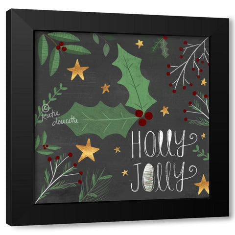 Holly Jolly Black Modern Wood Framed Art Print with Double Matting by Doucette, Katie