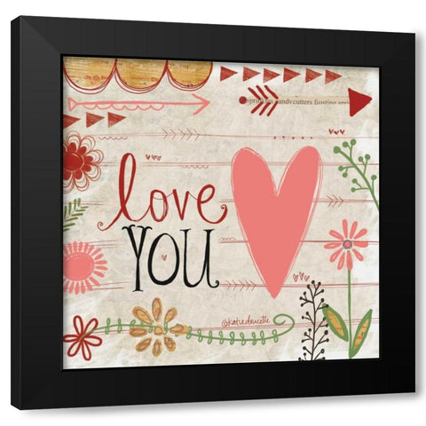 Love You Black Modern Wood Framed Art Print by Doucette, Katie