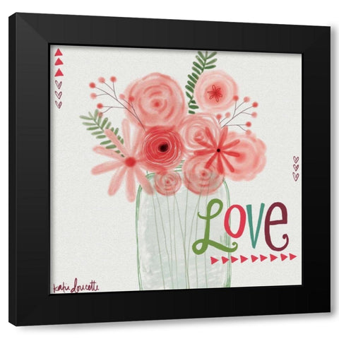 Watercolor Flowers in Jar Black Modern Wood Framed Art Print by Doucette, Katie