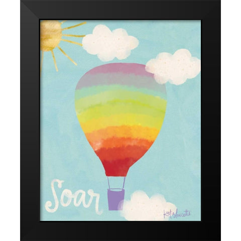 Rainbow Hot Air Balloon Black Modern Wood Framed Art Print by Doucette, Katie