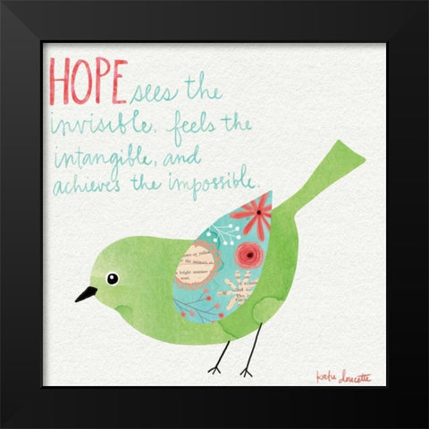 Hope Watercolor Bird Black Modern Wood Framed Art Print by Doucette, Katie