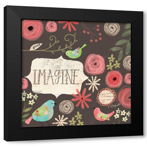 Imagine Birds Black Modern Wood Framed Art Print by Doucette, Katie