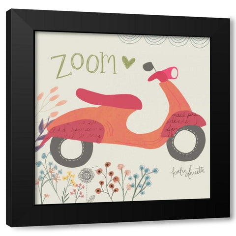 Zoom Scooter Black Modern Wood Framed Art Print with Double Matting by Doucette, Katie