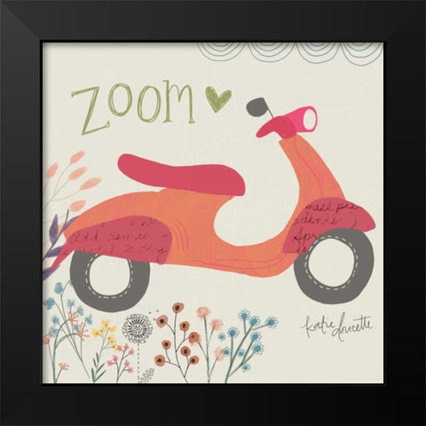 Zoom Scooter Black Modern Wood Framed Art Print by Doucette, Katie