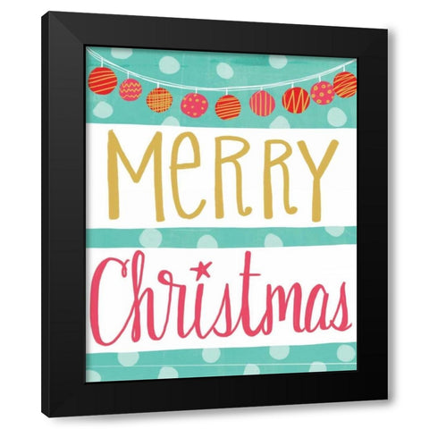 Merry Christmas Black Modern Wood Framed Art Print with Double Matting by Doucette, Katie