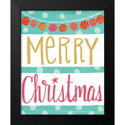 Merry Christmas Black Modern Wood Framed Art Print by Doucette, Katie