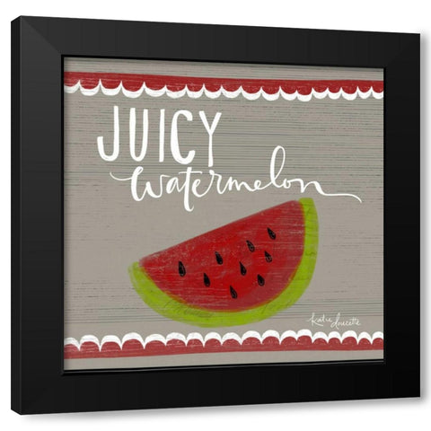 Juicy Watermelon Black Modern Wood Framed Art Print with Double Matting by Doucette, Katie