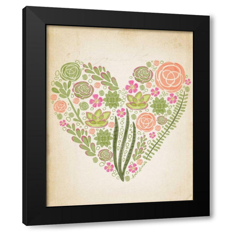 Succulent Heart Black Modern Wood Framed Art Print by Doucette, Katie