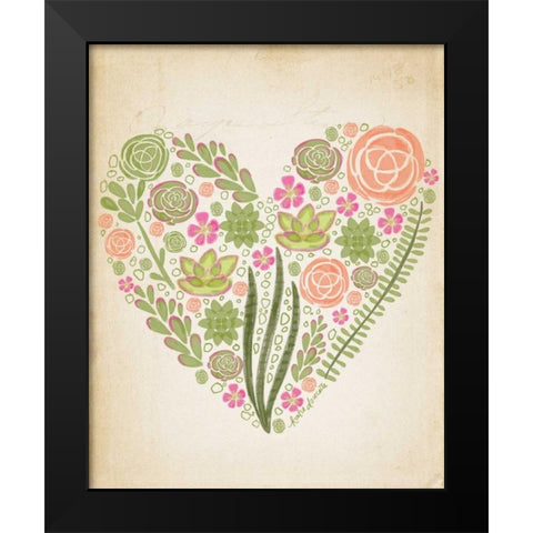 Succulent Heart Black Modern Wood Framed Art Print by Doucette, Katie