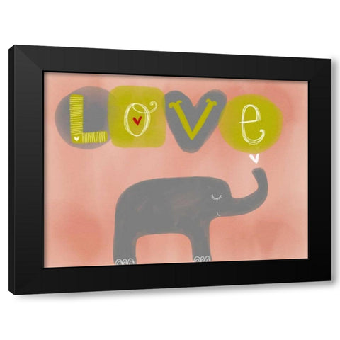 Elephant Love Black Modern Wood Framed Art Print with Double Matting by Doucette, Katie