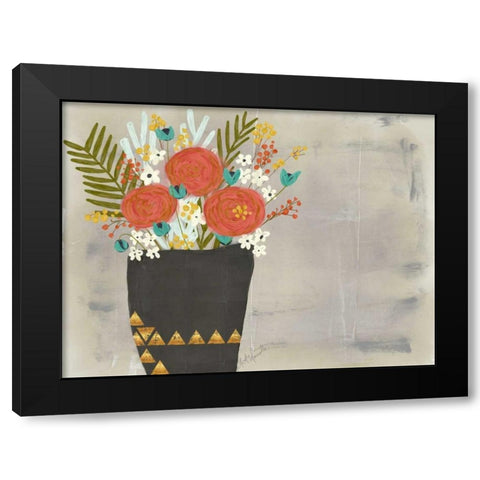 Geo Floral Black Modern Wood Framed Art Print with Double Matting by Doucette, Katie