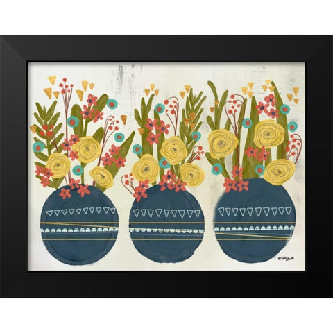 Bouquet Trio Black Modern Wood Framed Art Print by Doucette, Katie