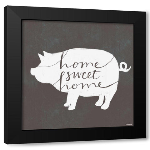 Home Sweet Home Pig Black Modern Wood Framed Art Print with Double Matting by Doucette, Katie