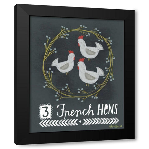 3 French Hens Black Modern Wood Framed Art Print with Double Matting by Doucette, Katie