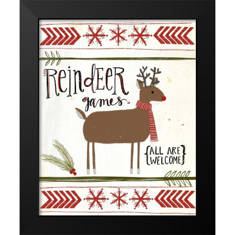 Reindeer Games Black Modern Wood Framed Art Print by Doucette, Katie