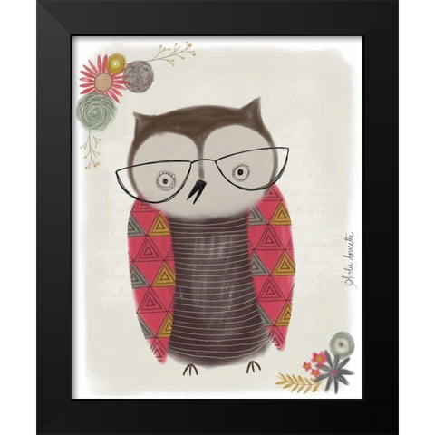 Owl Black Modern Wood Framed Art Print by Doucette, Katie