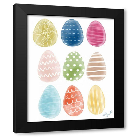 Easter Eggs Black Modern Wood Framed Art Print by Doucette, Katie